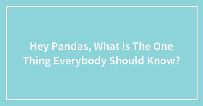 Hey Pandas, What Is The One Thing Everybody Should Know? (Closed)