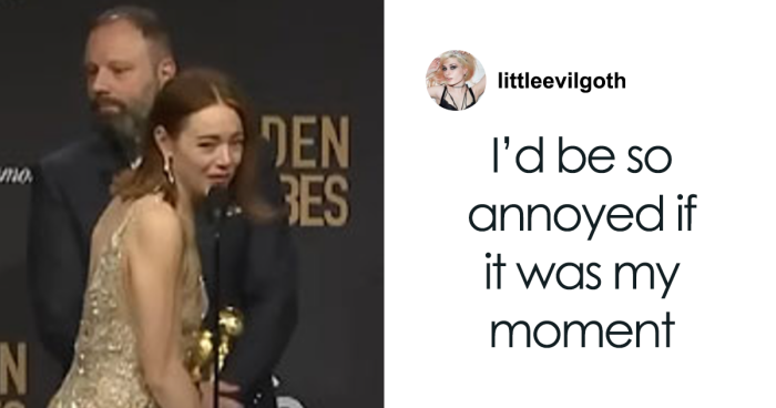 Emma Stone Had The Perfect Reply To Man Trying To Make Her Golden Globe Win About Taylor Swift