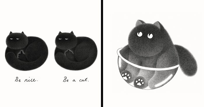 70 New Illustrations By Kamwei Fong Featuring Fluffy And Grumpy Cats