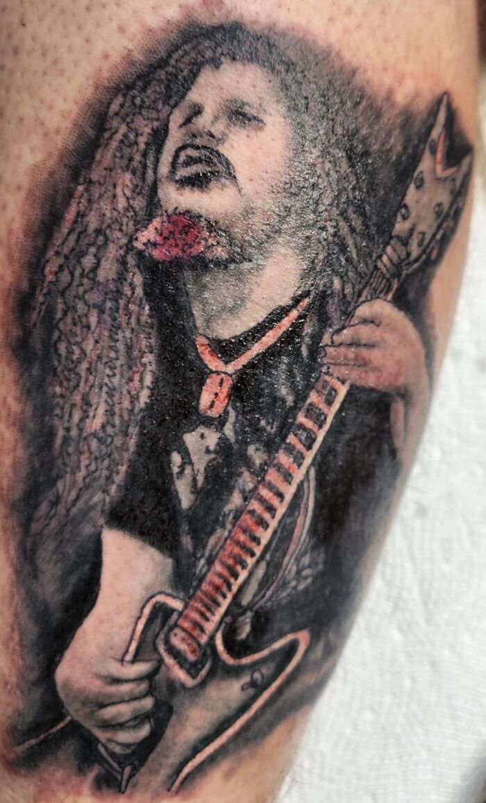 A Portrait Of What’s Supposed To Be Dimebag Darrell Done By A Local Chop Shop