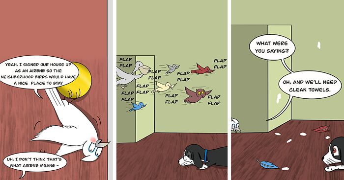 My “Floof n’ Feathers” Comics Are Inspired By The Everyday Antics Of My Real-Life Pets (12 Pics)