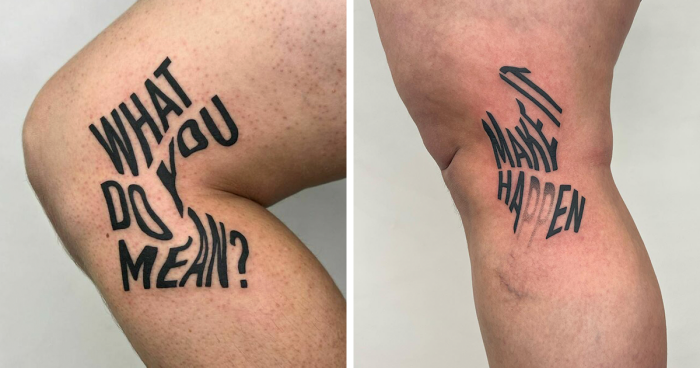 40 Warped Tattoos That Can Only Be Read In A Very Particular Position, As Made By This Tattoo Artist