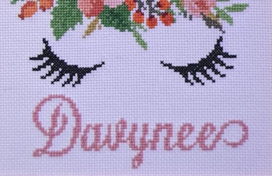 Gorgeous Cross Stitch Someone Made For Their Unfortunately Named Niece Or Grandchild. How Even Do You Pronounce That?