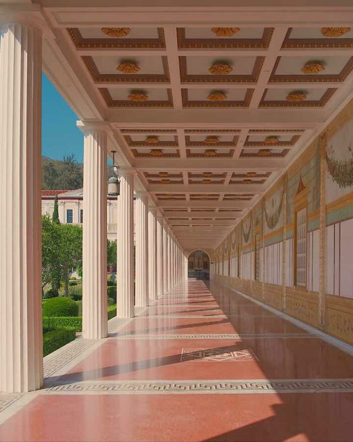 The Long Hallway At The Getty Villa