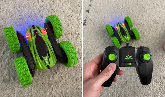 Experience Thrilling Stunts With Rcfunkid Remote Control Car - 4WD RC Cars With Double Sided 360 Degrees Tumbling And Rotating Stunt Car With LED Lights!