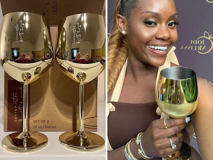  Gusto Nostro Stainless Steel Golden Wine Glass: Elevate Your Wine Experience With Luxury And Style!