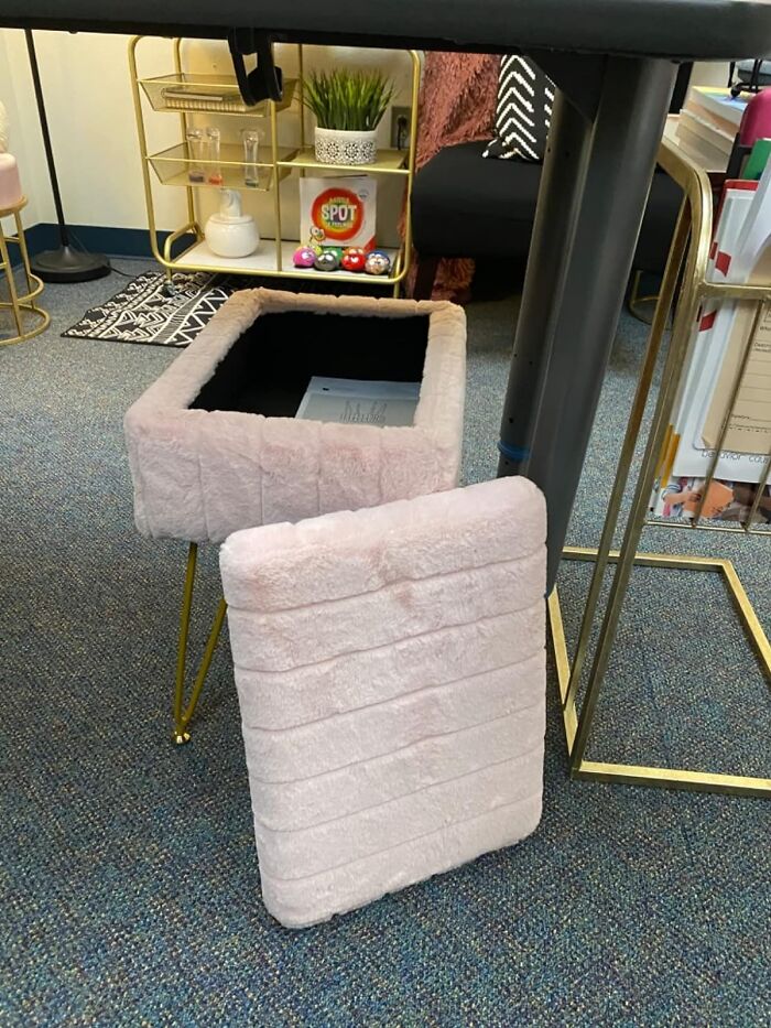 Fluffy And Functional: Faux Fur Vanity Chair With Secret Storage!