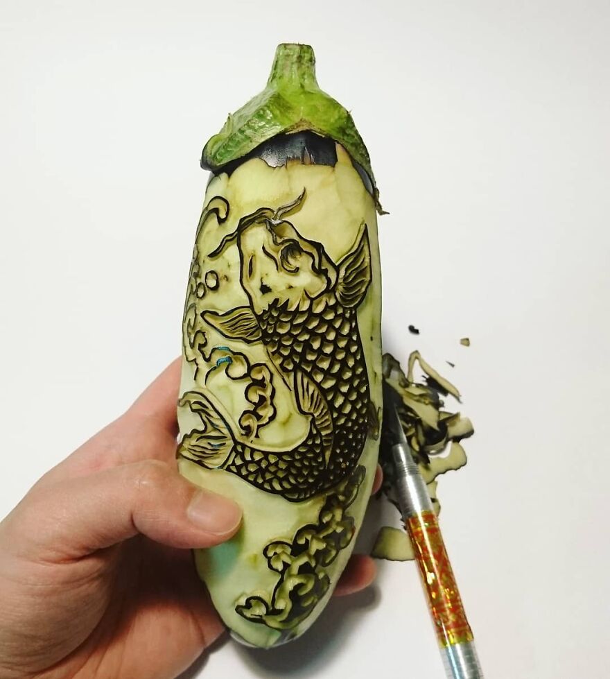 Gaku Carving, A Food Carving Artist, Changes Vegetables And Fruits Into Surprising Artworks (New Pics)