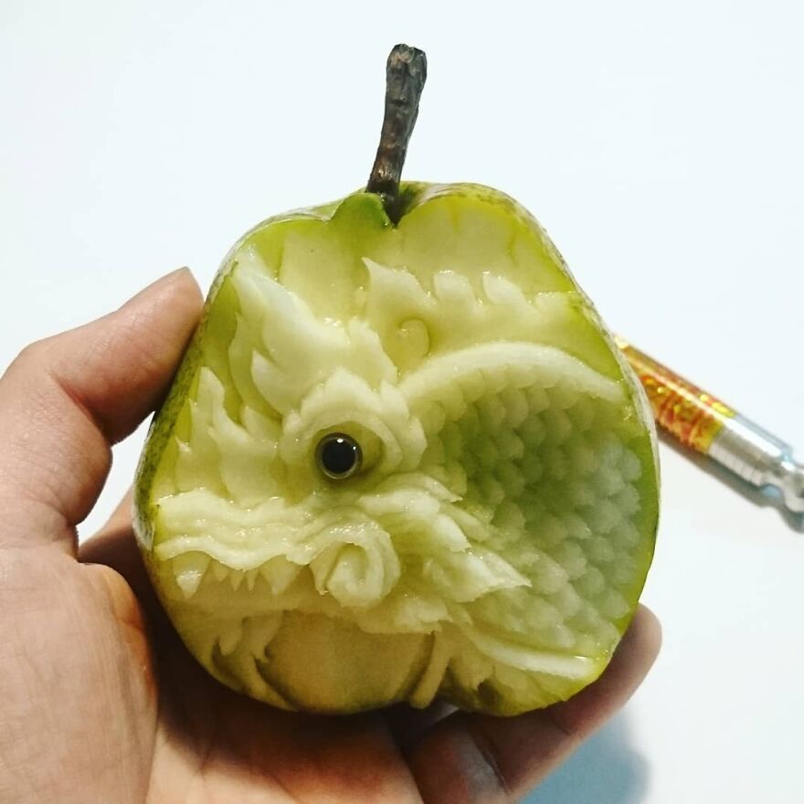 Gaku Carving, A Food Carving Artist, Changes Vegetables And Fruits Into Surprising Artworks (New Pics)