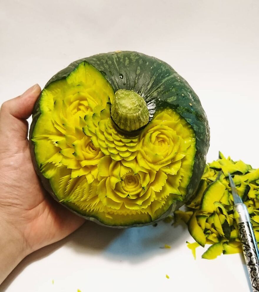 Gaku Carving, A Food Carving Artist, Changes Vegetables And Fruits Into Surprising Artworks (New Pics)