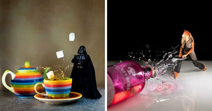 I Made Action Shots Of Pop-Culture Character Figurines And Various Drinks, Here's 16 Of The Best