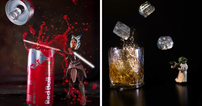 I Made Action Shots Of Pop-Culture Character Figurines And Various Drinks, Here's 16 Of The Best