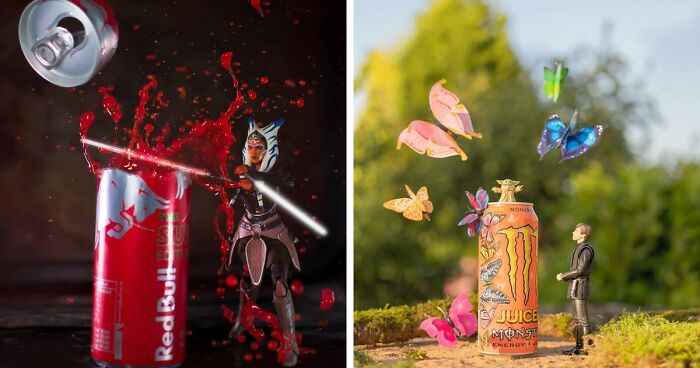 I Made Action Shots Of Pop-Culture Character Figurines And Various Drinks, Here's 16 Of The Best