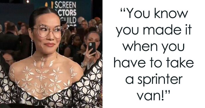 The 2024 SAGs Get Overshadowed By Ali Wong’s Peacock Dress, She Needed A Sprinter Van