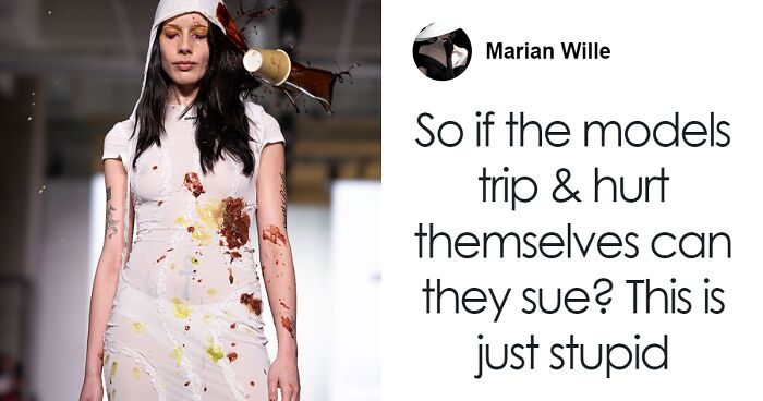 AVAVAV Models Hit With Banana Peels, Cups Of Coffee, And Other Trash At Milan Fashion Show