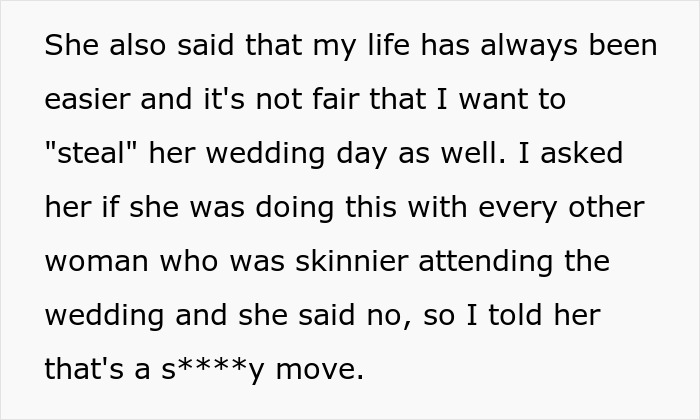 Bride Feels Insecure Around Thin SIL, Buys Her A Dress To Wear But She Refuses To Come At All