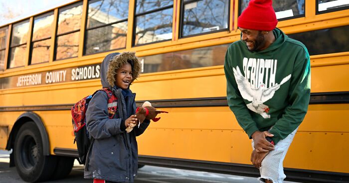 Bus Driver Helps Out A Student Crying Over Being Unprepared For Pajama Day At School