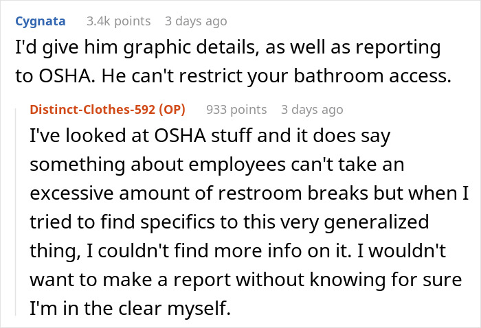 Person Doesn't Know How To Respond To Boss Asking Them How Many Times They Used The Bathroom