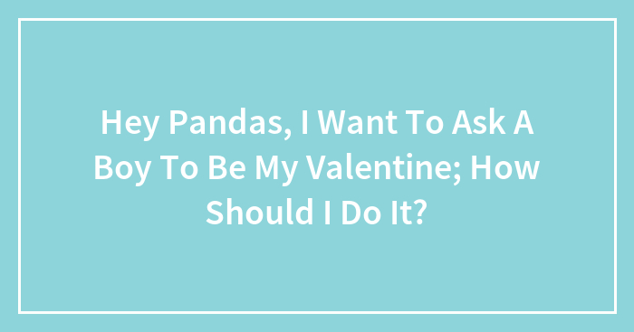 Hey Pandas, I Want To Ask A Boy To Be My Valentine; How Should I Do It? (Closed)