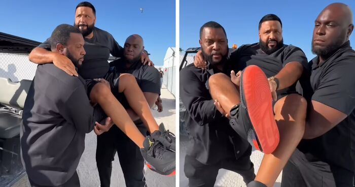 Video Of DJ Khaled Trying To Avoid Dirtying His Air Jordans By Asking To Be Carried Goes Viral