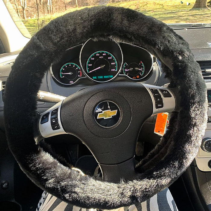 Cuddle Up To A Faux Wool Steering Wheel Cover Set That Turns 'Brrr' Car Trips Into Fluffy, Warm Rides!