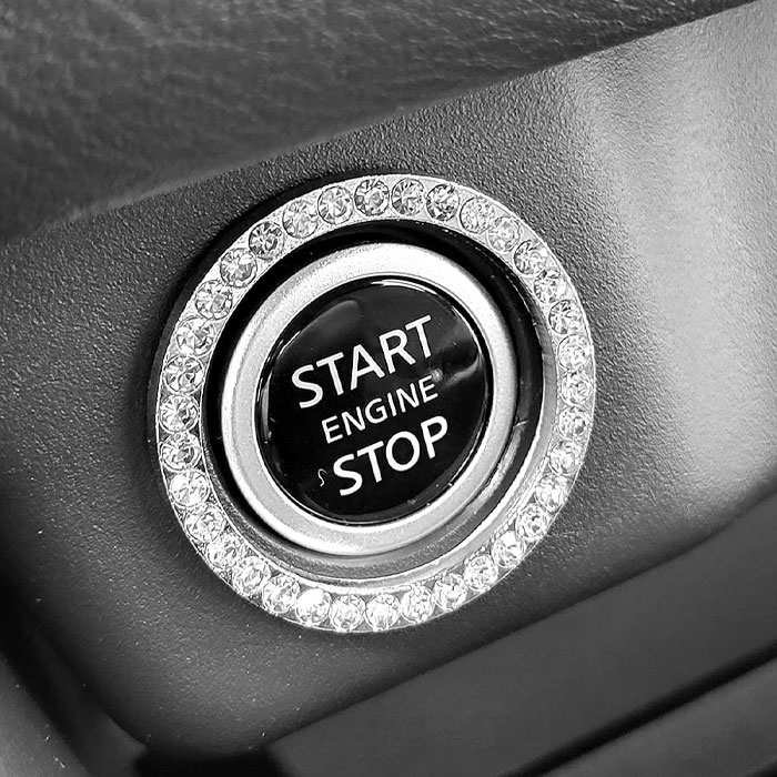 Level Up Your Car's Glam With These Crystal Rhinestone Engine Stop Rings, Perfect For Adding Bling To Your Drive!