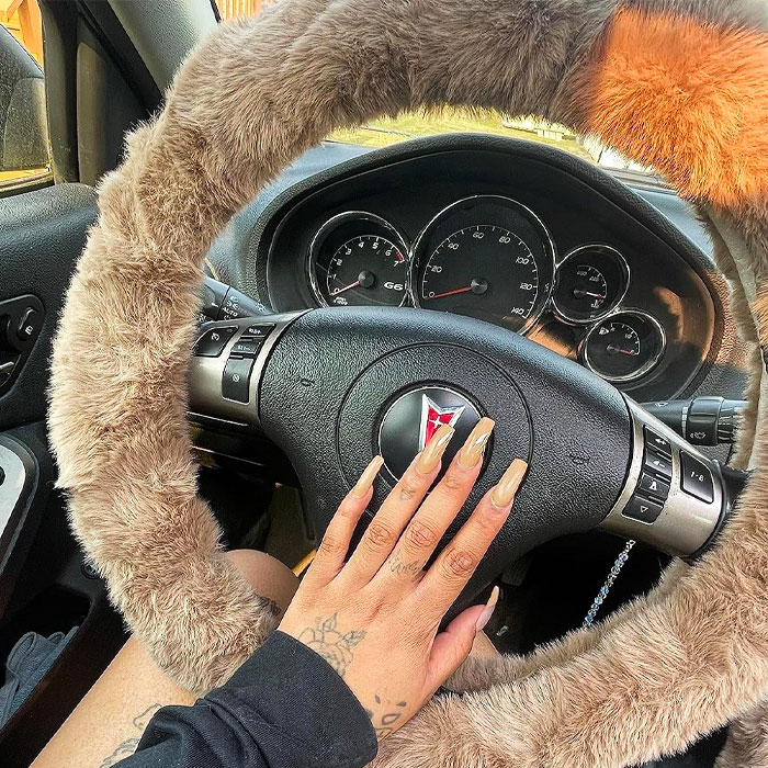 Cuddle Up To A Faux Wool Steering Wheel Cover Set That Turns 'Brrr' Car Trips Into Fluffy, Warm Rides!