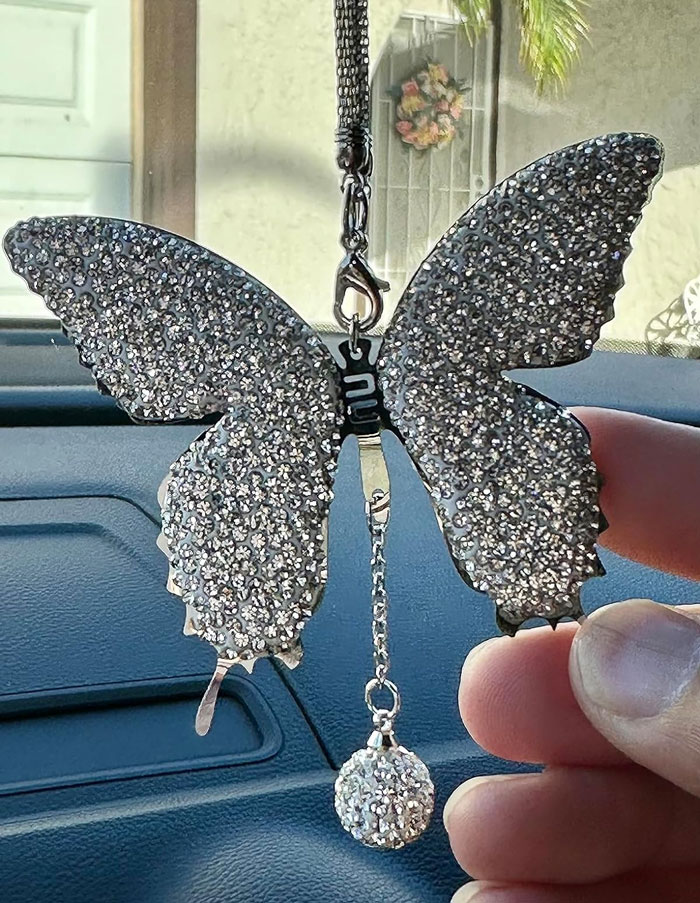 Bling Up Your Ride With This Sparkly Butterfly Rearview Mirror Charm