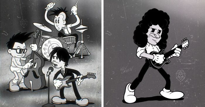 Artist Reimagines 20 Rock Legends As Cartoon Characters From The 1930s