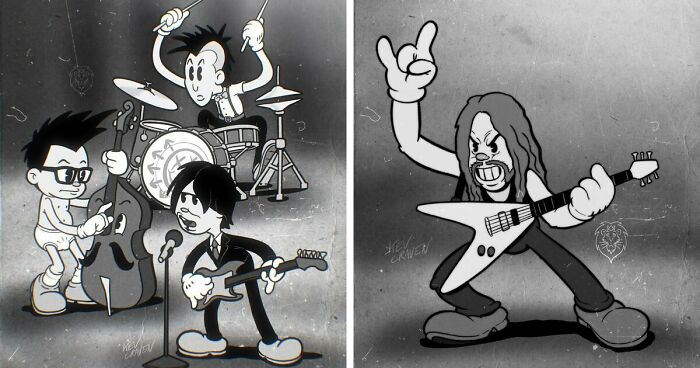 Artist Reimagines 20 Iconic Rock Stars In A Classic Cartoon Style From The 1930s