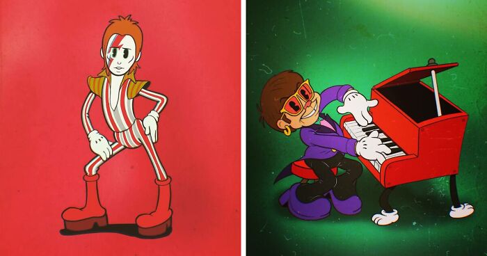 Artist Reimagines 20 Rock Legends As Cartoon Characters From The 1930s