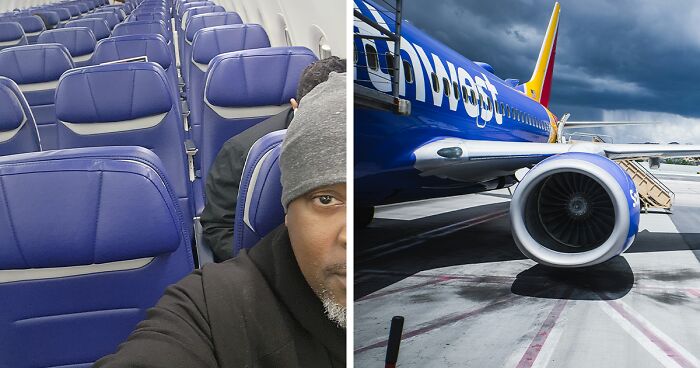 Man’s Photo Goes Viral After Fellow Passenger Sits Right Behind Him On Empty Plane