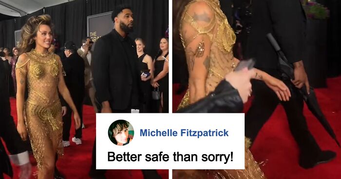 People Think Miley Cyrus’ Bodyguard Used An Umbrella To Conceal A Weapon At The 2024 Grammys