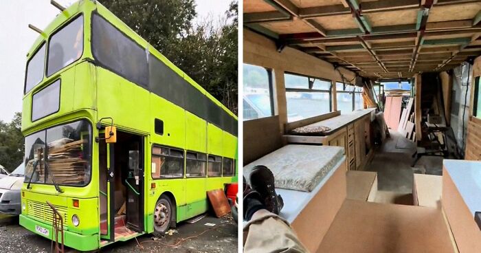 Single Mom Has Thrifty Solution to Sky-High Rent Prices, Converts A Double-Decker Bus Into A Home