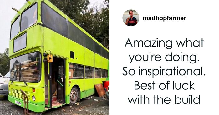 Single Mom Can’t Afford A House, So She Converts A Double-Decker Bus Into A Tiny Home