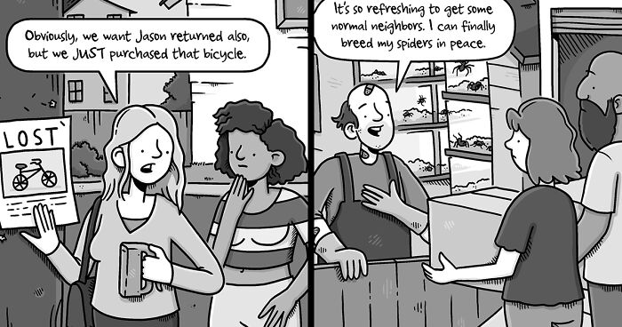 ‘At Random Comics’: 30 Single-Panel Cartoons About Characters Facing Absurd Situations (New Pics)