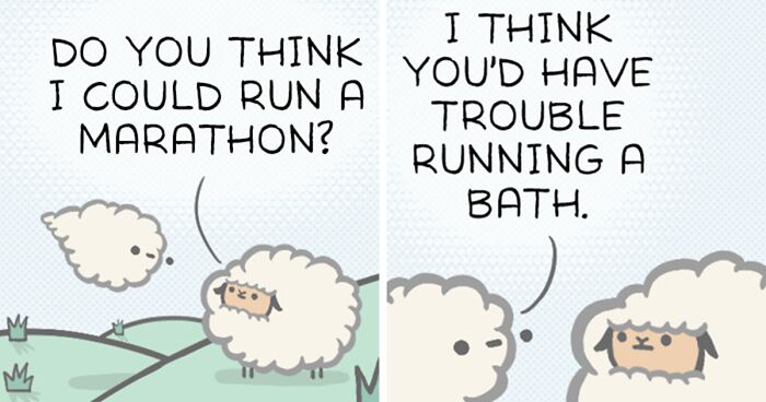 I Create Funny Comics With Slightly Dark Themes About The Adventures Of A Sheep And Cloud (40 New Pics)