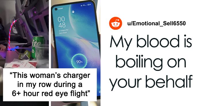 Selfish Woman Doesn’t Care That Her Flashing Cable Is Disrupting People During An Overnight Flight