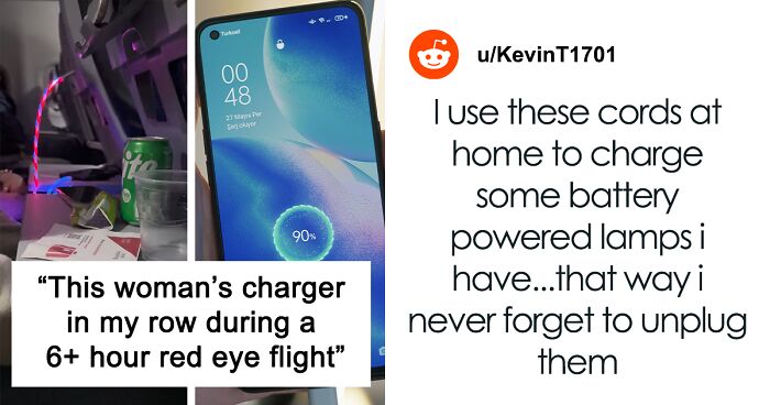 Woman Labeled Awful For Using Strobing Charging Cable During A 6-Hour Overnight Flight