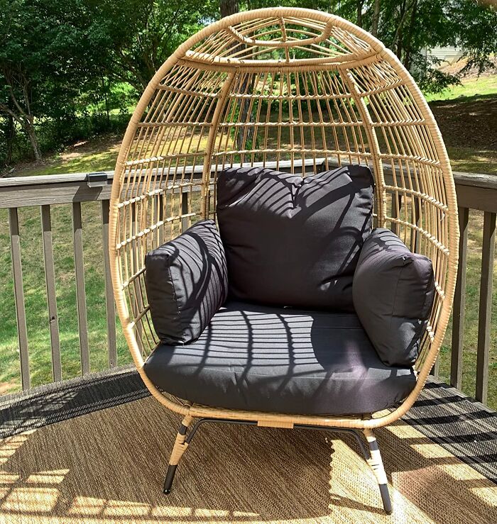 Lounge In Luxury: The Perfect Oversized Wicker Egg Chair For Patio Bliss!