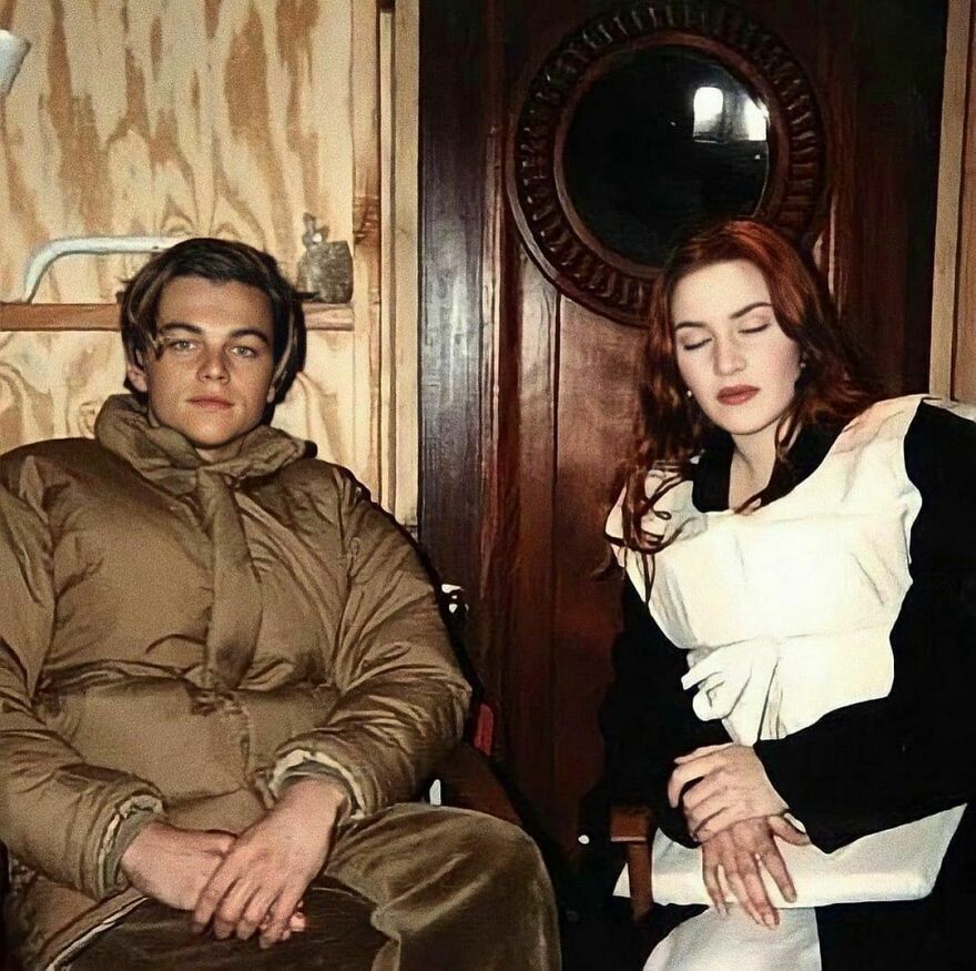 Leonardo Dicaprio And Kate Winslet On The Set Of ‘Titanic’, 1997