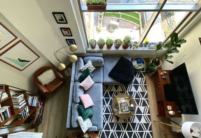 A Different Perspective - My Living Room From The Loft (Bedroom) Level Of My Apt