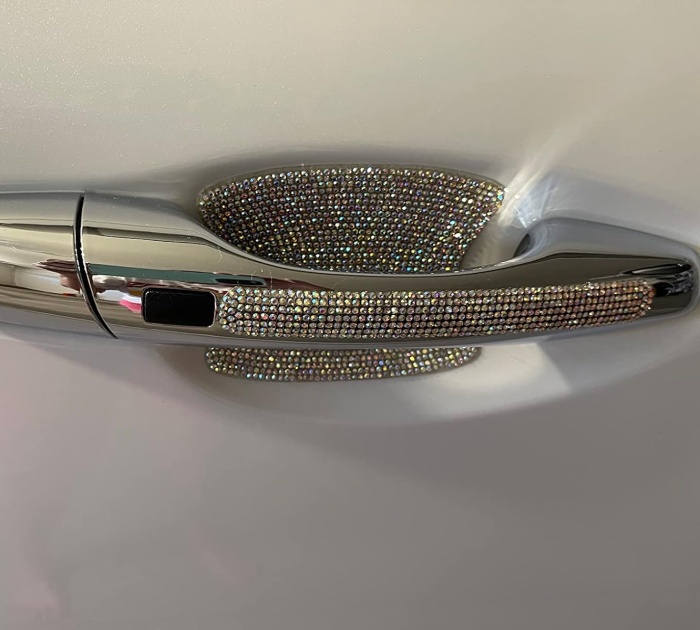 Make Your Car Dazzle: Silver Rhinestone Car Door Handle And Bowl Protection