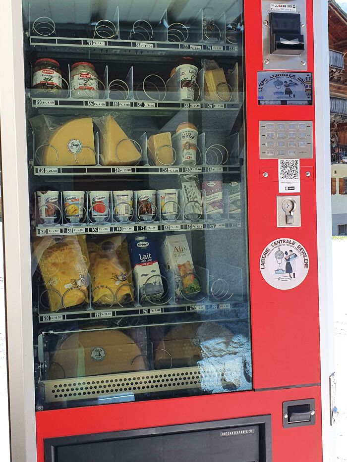 A Cheese Vending Machine In A Mountain Village In Switzerland