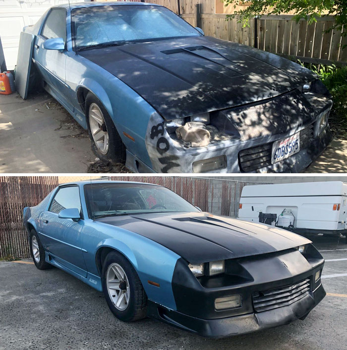 Here Is The Before And After So Far On My 1991 Chevy Camaro RS. It Was Sitting For 9 Years In Someone's Driveway