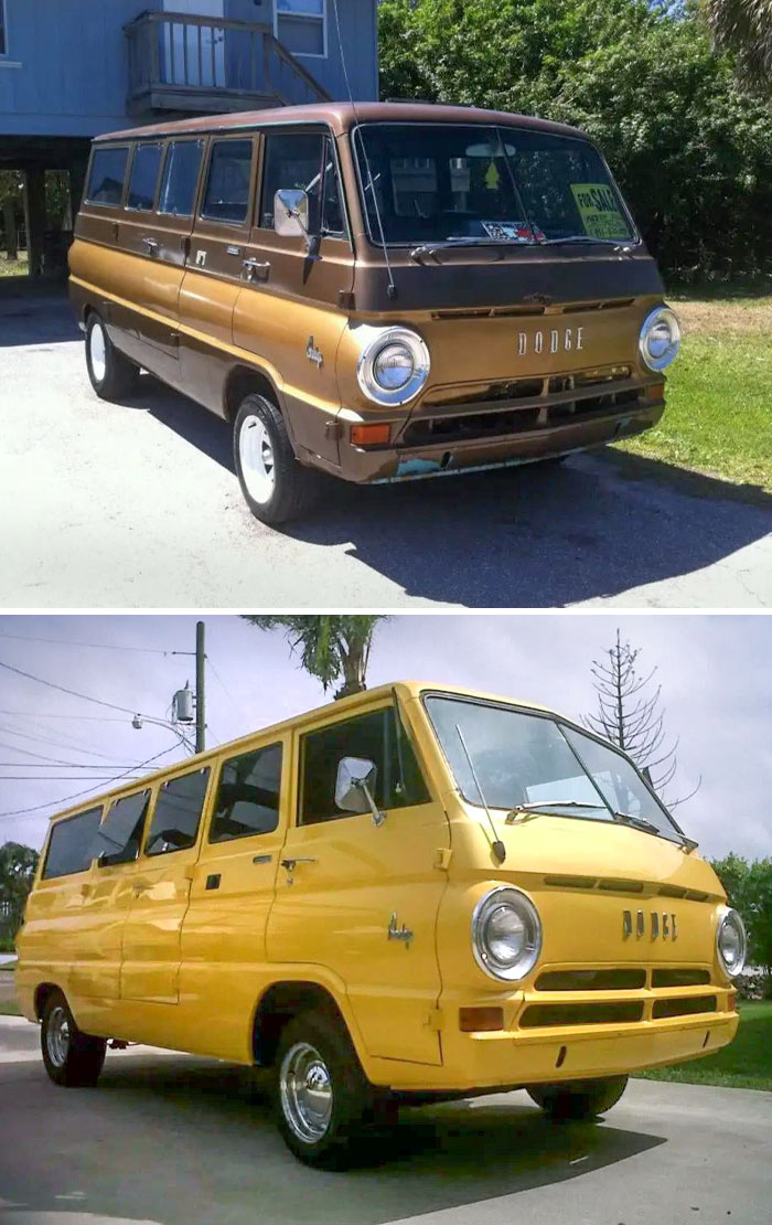 1968 Dodge A100 Custom Sportsman Barn I Restored. Before vs. After Pictures