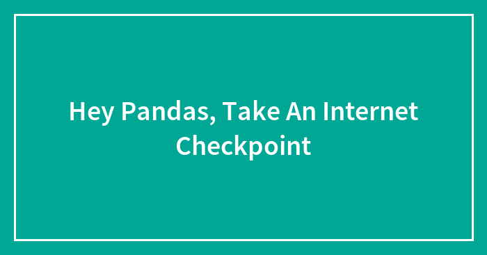 Hey Pandas, Take An Internet Checkpoint (Closed)