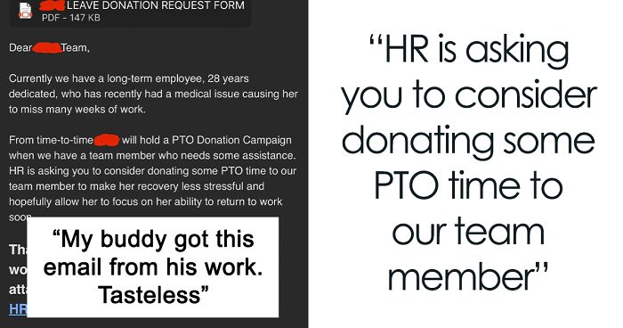 Workers Disgusted With HR’s “PTO Donation Campaign” To Help Out Ill Worker