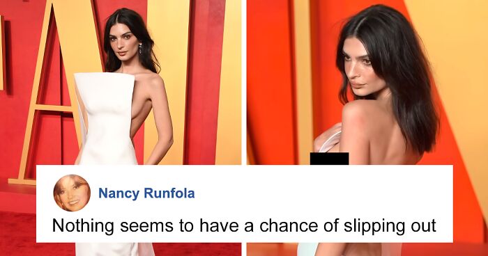 Emily Ratajkowski Has “Nip Slip” At Oscars After Party In Gown Called Her “Boldest Look Ever”