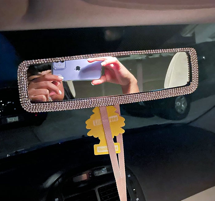 Bling Up Your Drive With This Glitzy Rear-View Mirror, For Girls Who Crave Sparkle On Every Ride